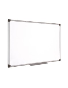 Pizarra blanca bi office magnetica maya w ceramica vitrificada marco de aluminio 120 x 90 cm con bandeja para