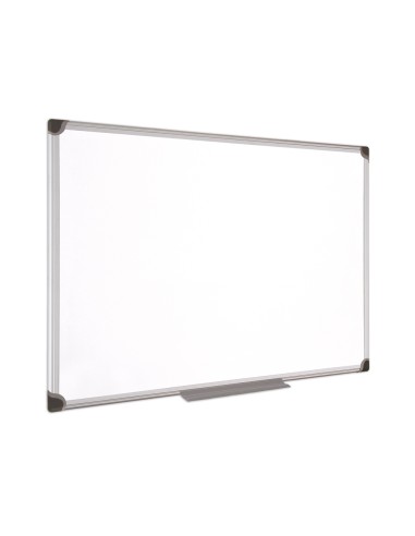 Pizarra blanca bi office magnetica maya w ceramica vitrificada marco de aluminio 120 x 90 cm con bandeja para