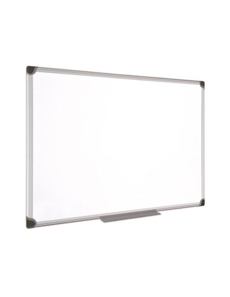 Pizarra blanca bi office magnetica maya w ceramica vitrificada marco de aluminio 120 x 90 cm con bandeja para