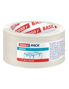 Cinta adhesiva tesa transparente basic 66 mt x 50 mm para embalaje