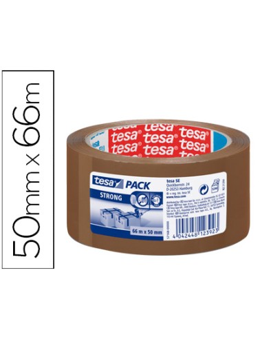 Cinta adhesiva tesa marron strong 66 mt x 50 mm para embalaje bajo ruido