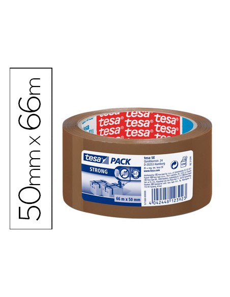 Cinta adhesiva tesa marron strong 66 mt x 50 mm para embalaje bajo ruido