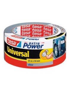 Cinta adhesiva tesa americana 25 mt x 50 mm extra power color plata