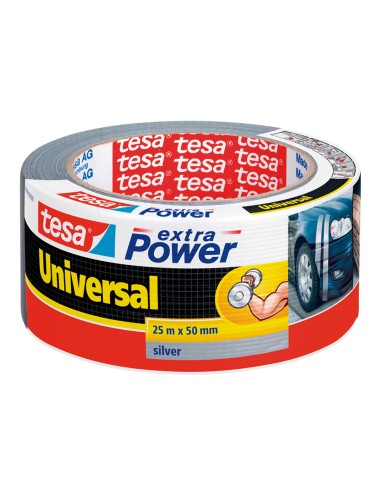 Cinta adhesiva tesa americana 25 mt x 50 mm extra power color plata