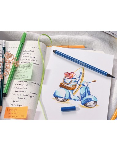 Rotulador stabilo acuarelable pen 68 estuche de 24 colores estandar 6 colores neon