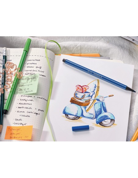 Rotulador stabilo acuarelable pen 68 estuche de 24 colores estandar 6 colores neon