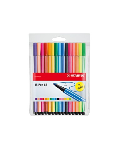 Rotulador stabilo acuarelable pen 68 estuche de 10 colores estandar 5 colores neon