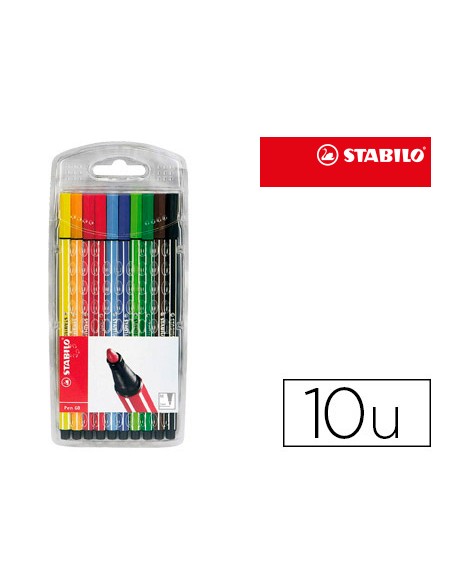 Rotulador stabilo acuarelable pen 68 estuche de 10 unidades colores surtidos Rotulador stabilo acuarelable pen 68 estuche de 10 unidades colores surtidos
