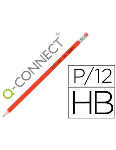 Lapices de grafito q connect hexagonal con goma n2 hb
