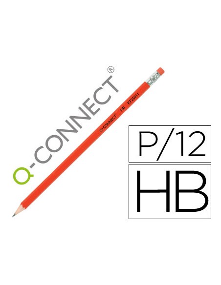 Lapices de grafito q connect hexagonal con goma n2 hb