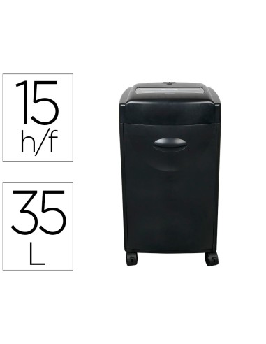 Destructora de documentos q connect kf15553 capacidad de corte 15 h destruye grapas clips cd y tarjetas 35 litros
