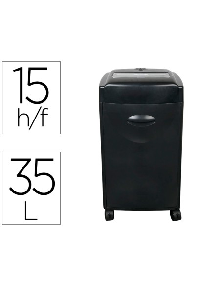 Destructora de documentos q connect kf15553 capacidad de corte 15 h destruye grapas clips cd y tarjetas 35 litros