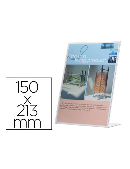 Expositor sobremesa q connect con forma de l metacrilato 150x213 mm