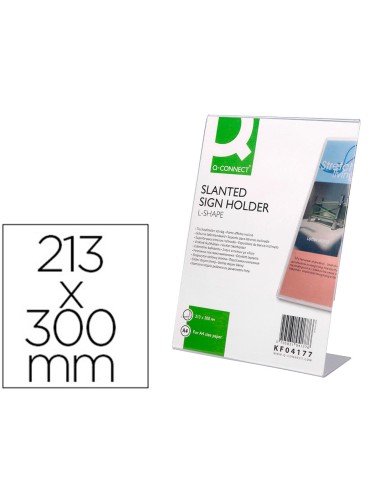 Expositor sobremesa q connect con forma de l metacrilato tamano 213x300 mm