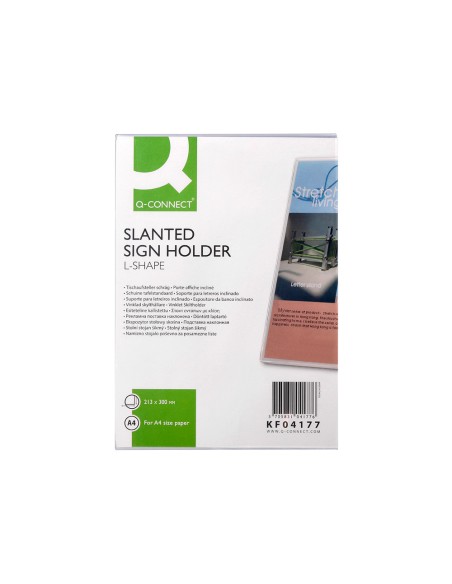 Expositor sobremesa q connect con forma de l metacrilato tamano 213x300 mm