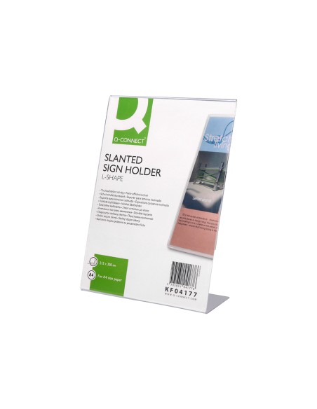 Expositor sobremesa q connect con forma de l metacrilato tamano 213x300 mm