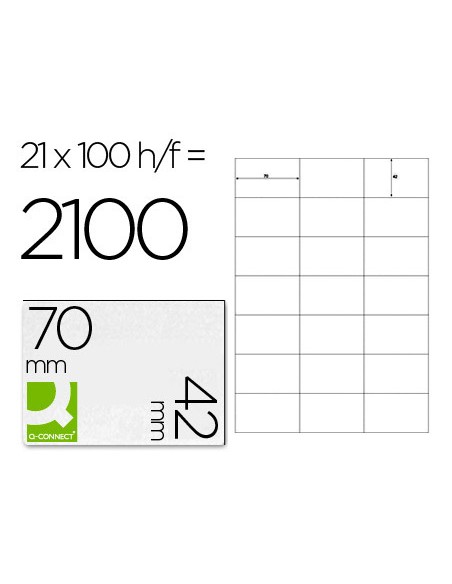 Etiqueta adhesiva q connect kf10648 tamano 70x42 mm fotocopiadora laser ink jet caja con 100 hojas din a4