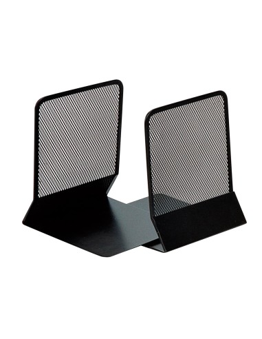 Apoyalibros metalico q connect kf15098 rejilla negro juego 165x152x135 mm