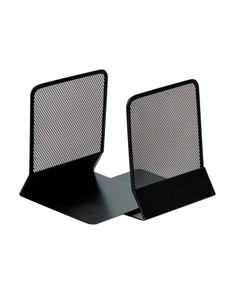 Apoyalibros metalico q connect kf15098 rejilla negro juego 165x152x135 mm