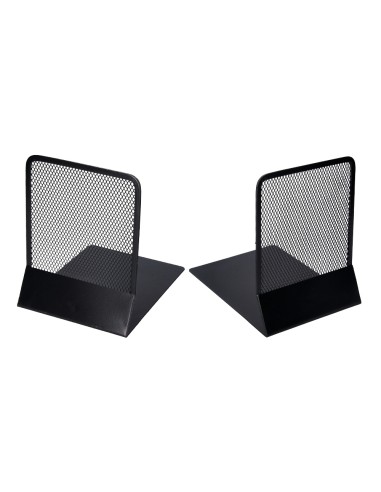 Apoyalibros metalico q connect kf15098 rejilla negro juego 165x152x135 mm