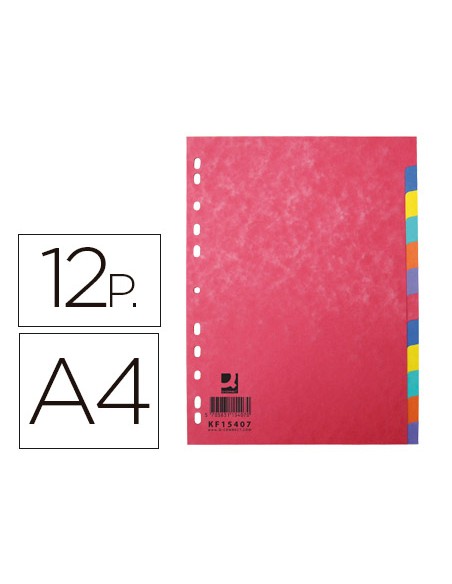 Separador q connect cartulina brillo juego de 12 separadores din a4 multitaladro