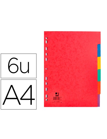 Separador q connect cartulina brillo juego de 6 separadores din a4 multitaladro
