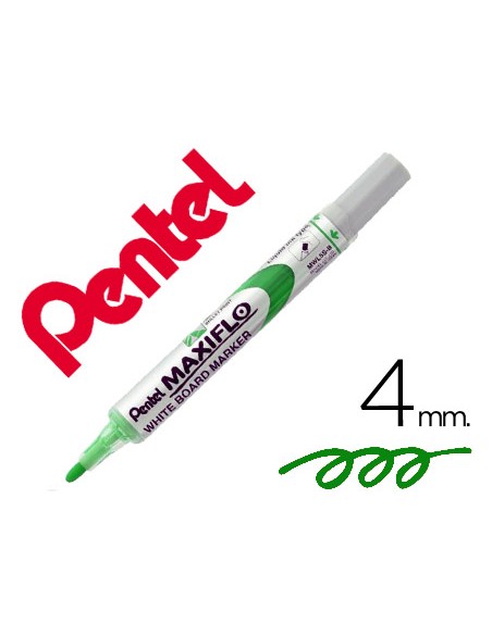 Rotulador maxiflo pentel para pizarra blanca color verde