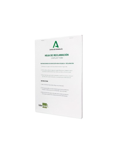 Libro liderpapel hojas de reclamaciones junta de andalucia din a4 25 juegos original 2 copias