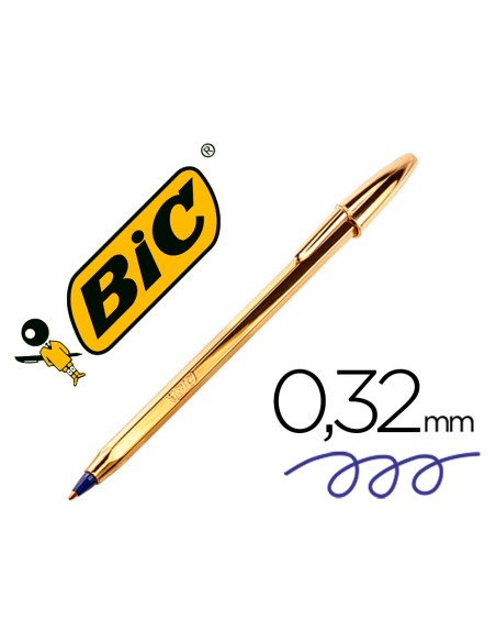 Boligrafo bic cristal celebration oro tinta azul unidad