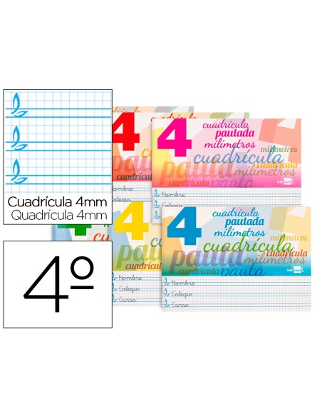 Libreta liderpapel pautaguia tapa cartoncillo 32 hojas din a5 70 g cuadriculado pautado 4 mm apaisado con margen