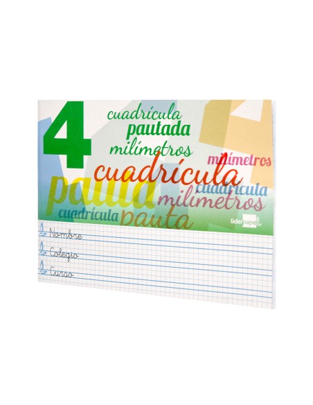 Libreta liderpapel pautaguia tapa cartoncillo 32 hojas din a5 70 g cuadriculado pautado 4 mm apaisado con margen