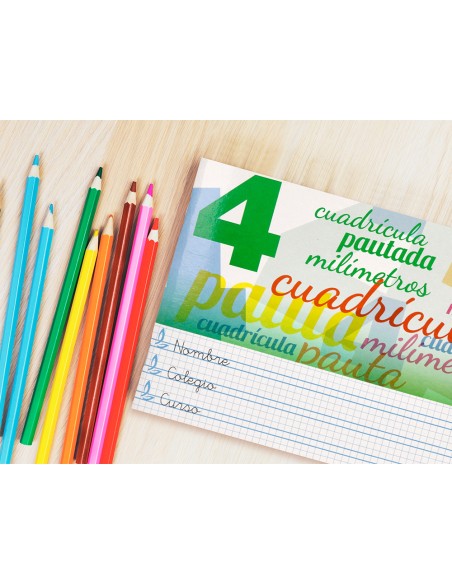 Libreta liderpapel pautaguia tapa cartoncillo 32 hojas din a5 70 g cuadriculado pautado 4 mm apaisado con margen