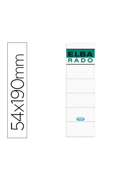 Etiquetas adhesivas elba lomera color blanco 54 x 190 mm pack de 10 unidades