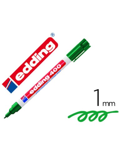 Rotulador edding marcador permanente 400 verde punta redonda 1 mm
