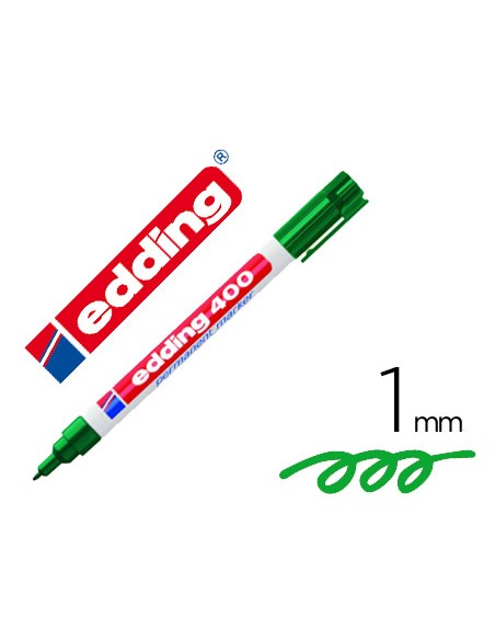 Rotulador edding marcador permanente 400 verde punta redonda 1 mm