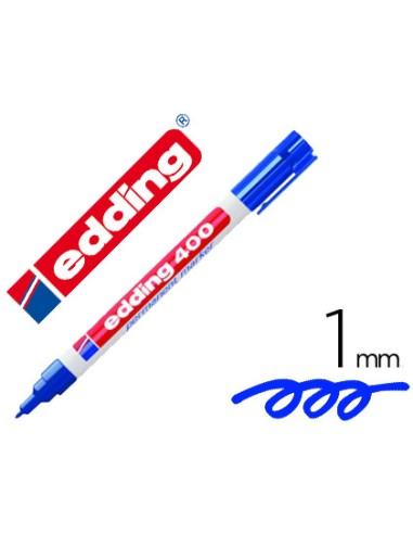 Rotulador edding marcador permanente 400 azul punta redonda 1 mm recargable