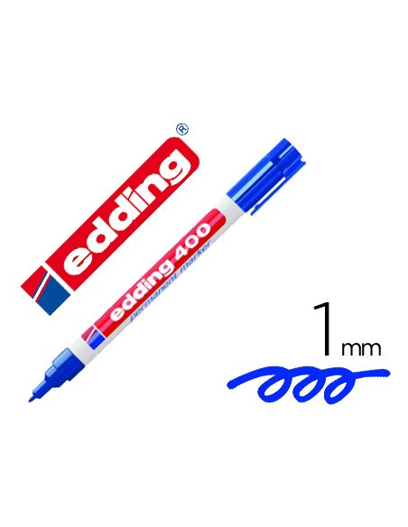 Rotulador edding marcador permanente 400 azul punta redonda 1 mm recargable
