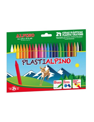 Lapices cera alpino plasti caja de 24 unidades colores surtidos