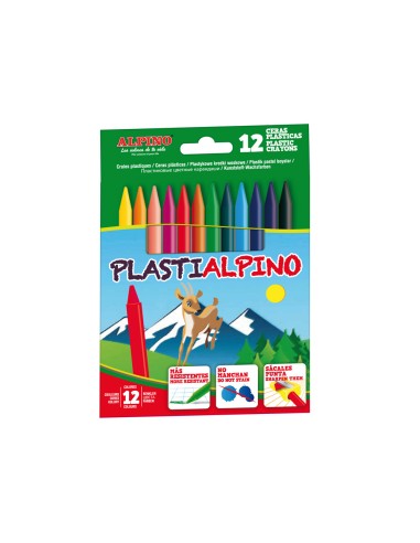 Lapices cera alpino plasti caja de 12 unidades colores surtidos