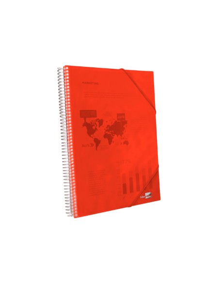 Carpeta liderpapel escaparate con espiral 20 fundas polipropileno din a5 roja