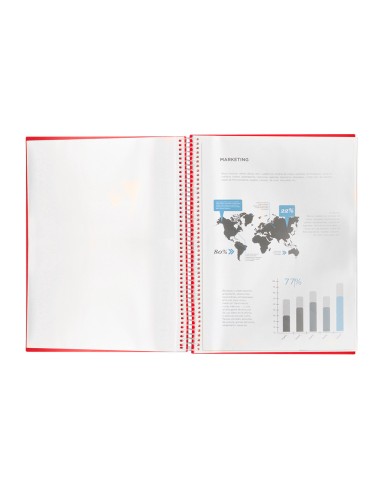 Carpeta liderpapel escaparate con espiral 20 fundas polipropileno din a5 roja