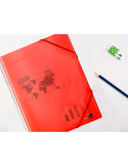 Carpeta liderpapel escaparate con espiral 20 fundas polipropileno din a5 roja