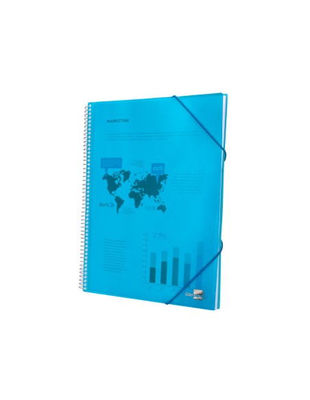 Carpeta liderpapel escaparate con espiral 20 fundas polipropileno din a5 azul
