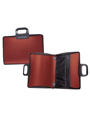 Cartera portadocumentos liderpapel roja con asa y cremallera 400x45x300 mm