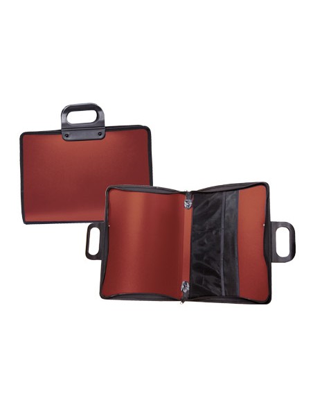 Cartera portadocumentos liderpapel roja con asa y cremallera 400x45x300 mm