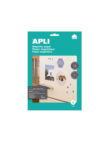 Papel magnetico apli blanco din a4 para impresoras inkjet paquete de 8 hojas