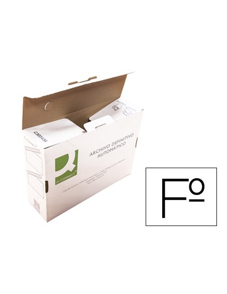 Caja archivo definitivo q connect folio carton reciclado cierre con lengueta 255x360x100 mm