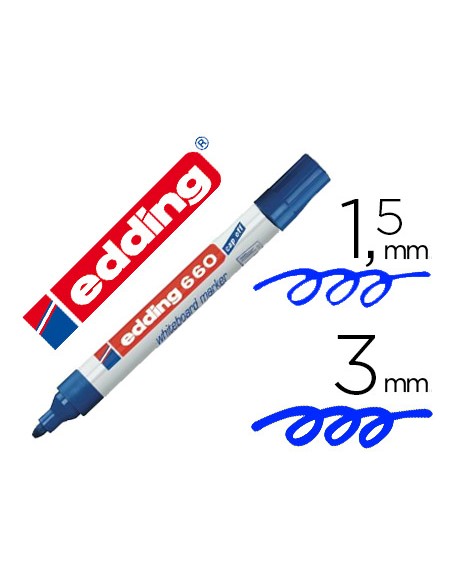 Rotulador edding para pizarra blanca 660 color azul punta redonda 15 3 mm recargable