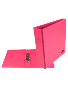 Carpeta de 2 anillas 40 mm redondas liderpapel a5 carton forrado pvc fucsia