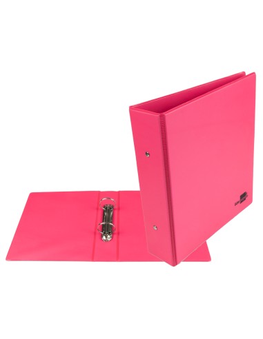 Carpeta de 2 anillas 40 mm redondas liderpapel a5 carton forrado pvc fucsia